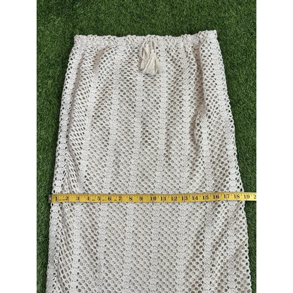 Lucy Paris Crochet Knit Skirt‎ Women Large Tan Beach